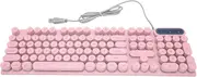 ciciglow Wired Mechanical Gaming Keyboard, Retro Aesthetic, Cute Round Keycaps, 104 Keys, Adjustable Feet, Multimedia Keys, USB Backlit Keyboard for