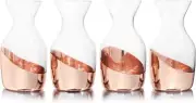 Freestanding Copper Glass Carafe, Single Serving Wine Decanter, Set of 4