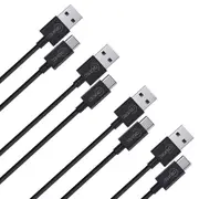 4x Cruxtec 1m USB-A 2.0 Male to USB Type-C Male Cable For Syncing/Charging Black