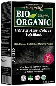 Indus Valley Bio Organic Natural Henna Hair Color Soft Black 100gm| 100% Gray Hair Coverage And Long Lasting Hair Dye | Vegan and Cruelty-Free