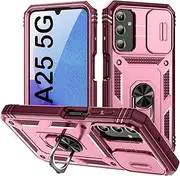 [PASNEW] for Samsung Galaxy A25 5G Phone Case,Kickstand & Slide Camera Cover,Military Grade Heavy Duty Full Body Hard Shell Shockproof Case for A25 5G, 6.5 inch,Pink
