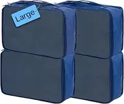 [Travel Packing Cubes] Large Packing Cubes 4 PCS, 40x30x12CM Same Size Suitcase Organiser Bags 4-Piece, Travel Bags Organiser 4 Pack (4PCS Large Navy)