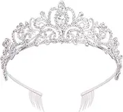 Silver Crystal Tiara Crown Headband Princess Elegant Crown with combs for Women Girls Bridal Wedding Prom Birthday Party
