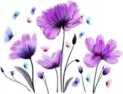 Pinenjoy Purple Tulip Wall Decals Flower and Colorful Butterfly Wall Sticker 25.2x35.43inch Removable Self-Adhesive Vinyl Art Floral Murals for Living Room Bedroom Nursery TV Sofa Background Decor