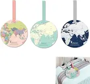 [ZKSXOA] Luggage Tags, Pack of 3, World map Luggage Tags, Luggage Tags with ID Card, Travel Secure Luggage Labels, Handbag Tag Labels, Travel Suitcase Luggage Tags, ID Tags Business Cards, Prevent Loss
