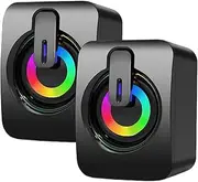 Desk Wired Speakers – High-Fidelity Desktop Audio, Plug-and-Play USB Connection | Wired Computer Speakers for Office, Enhanced Bass, Compact Design, Desk Sound System for Pc Modern