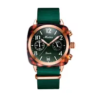 在飛比找博客來優惠-MEIBIN美賓 M1260M 時尚方形琥珀色外框帆布帶手錶
