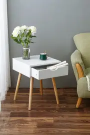 White Kuoluo Bedside Table Side Table Bedroom Drawers