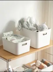 6PK Plastic Storage Box w/ Handle Container Organiser Crate Basket Tub 34.5x26x9cm