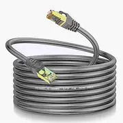 LEKVKM Cat8 Ethernet Cable 200Ft S/FTP Outdoor&Indoor Heavy Duty High Speed Cat8 LAN Network Cable Round 40Gbps 2000Mhz Gray