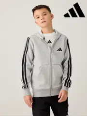 adidas Grey Essentials Full-Zip Hoodie Kids (E38220) | $76