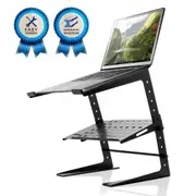 Pyle Portable Laptop Stand - Standing Table with Adjustable Height, Ergonomic Design & Anti-Slip Prongs for DJ Mixer, Sound Equipment, Workstation, Gaming & Home Use, Black