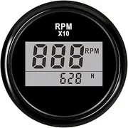 PMGMZPGPMA 2"(52mm) Auto Truck Boat Digital Tachometer 0-9990 RPM with Hourmeter Fit for Boat Car Truck Motorcycle Red Backlight 9-32V Automobile Tachometer(Red Light 52mm BN)