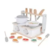 Wooden Kitchen Toy Wooden BBQ Mini Kitchen and Grill Toy Pretend Play Creative
