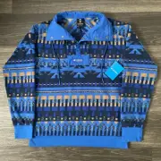 Columbia Powder Keg Fleece Pullover Jacket Aztec Southwestern Blue Small NEW