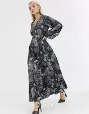 Asos Celestial Print Maxi Dress With Puff Sleeves NEW WITH TAGS
