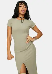 Olive More Or Less Ribbed Maxi Dress