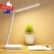 LED Desk Lamp Rechargeable Touch Control USB Port Eye-Caring Study Light White