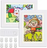 Pack of 2 Picture Frames Children's Drawings A4 Hinged Picture Frame Children's Art Frame Front Opening Fillable Picture Frame for Storing Children's Drawings Artwork White
