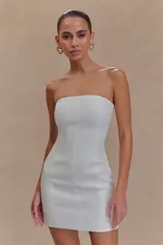 Maci Crepe Mini Dress - White