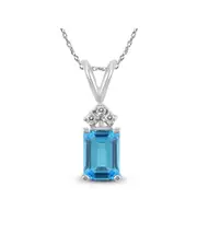 14K 1.23 ct. tw. Diamond & Blue Topaz Necklace NoSize NoColor