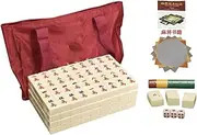 Chinese Mah Jong, 144 Chinese Traditional Mahjong Games, Board Game with Accessories, Beige/Blue/Green, 38/#41 for Party, Entertainment, Gift (Color : Beige, Size : Bag-#37)