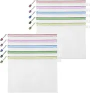 zitan 10 Pcs Zip File Folders, Pyhot 10pcs A4 Size Mesh Document File Bags Storage Pouch with Zipper for Cosmetics Offices Supplies Travel Accessories, 5 Color