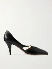 [Ferragamo] Ferragamo - Moreen Embellished Leather Pumps - Black - US11.5 US11.5 Black
