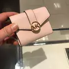 Michael Kors Card Holder Wallet Carmen Medium Flap bifold in Powder Blush Pink