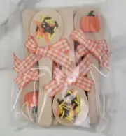 Mini Wooden Spoons Fall Themed set of 6 Halloween