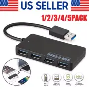 4 Port USB 3.0 Hub Cable Power Adapter Splitter Multiple Extender for Laptop
