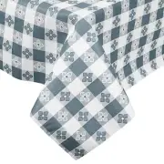 25 Yard Roll Blue and White Gingham Checked Vinyl Table Cover with Flannel Back
