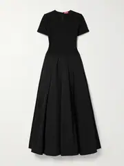[STAUD] STAUD - Hopper Stretch-jersey And Pleated Faille Maxi Dress - Black - US16 US16 Black