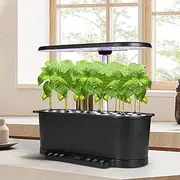 Lambu Hydroponics Growing System 15 Pots Indoor Garden with LED Grow Light, APP Control Smart Home Plants Automatic Timer Germination Kit with 5.5L Tank Water Pump, Growing Height Adjustable Black