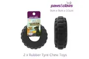 2 x Black Rubber Tyre Chew Toy 9CM Small Tough Dog Puppy Durable Training Play
