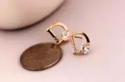 Fashion Rose Gold Letter D-Shape 1.5 Cts Cubic Zirconia Party Stud Earring