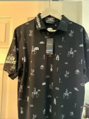 Travis Mathew Keegan Bradley Draft Kings Black Polo Shirt Medium NWT