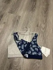 Calvin Klein Monogram Bralette 2 Pack Girls Size 7-8 Med Blue & Gray cotton