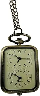 [COLLBATH] 1PC Retro Pocket Watch Necklace with Double Movement Vintage Pendant Chain for Men Women Accessory for Daily Wear Parties