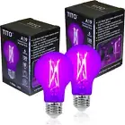 2 Pack E26 A19 Filament LED Black Light Bulbs, UVA 395Nm 6W Blacklight Bulb 100W