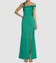 Aidan Mattox Women's Green Stretch Sleeveless Mikado Mermaid Gown Dress 8