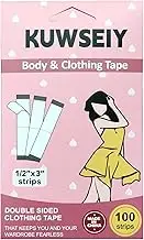 100 Strips Double Sided Tape for Fashion and Clothes, Waterproof Fashion Clothing Tape, Fabric Tape to Skin, Strong Adhesive Body Tape, Clear Transparent for All Skin Shades, Clear
