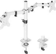 UPGRAVITY Dual Monitor Mount, Dual Monitor Stand for Two 17"-32" Flat/Curved Computer Screens, Fully Adjustable Dual Monitor Arms Hold up to 17.6lbs, VESA 75x75/100x100mm, C-Clamp/Grommet Base, White