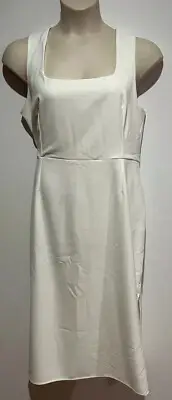 White Midi Sleeveless Dress / Back Zip/ Side Split Size18 New/Tags Atmos&Here