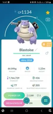 Shiny Blastoise ( Caught In 2018 ) Pokemon Trade Go