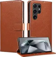 Boyobacase Wallet Case for Samsung Galaxy S23 Ultra 5G,for Galaxy S23 Ultra 5G Case,PU Leather Flip Cover RFID Blocking Phone Cover with 3 Card Slots [Stand Feature] [Side Magnetic Closure]-Brown