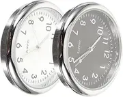 2PCS Car Dashboard Clock Luminous Adhesive Auto Timepiece with Pointer for Easy Reading Low Light White Black Color for Safe Driving