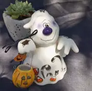 Blue Sky Clayworks Halloween Trick or Treat Ghost Tea Light Candle Holder - NEW!