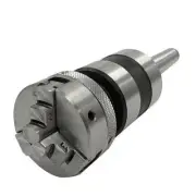 50mm 3 Jaw Chuck mounted on 14x1 Threaded nose Revolving Center with 2MT Shank