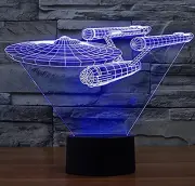 Night Lights 3D Optical Illusion Star Trek Bedside Lamp Gift Black Base